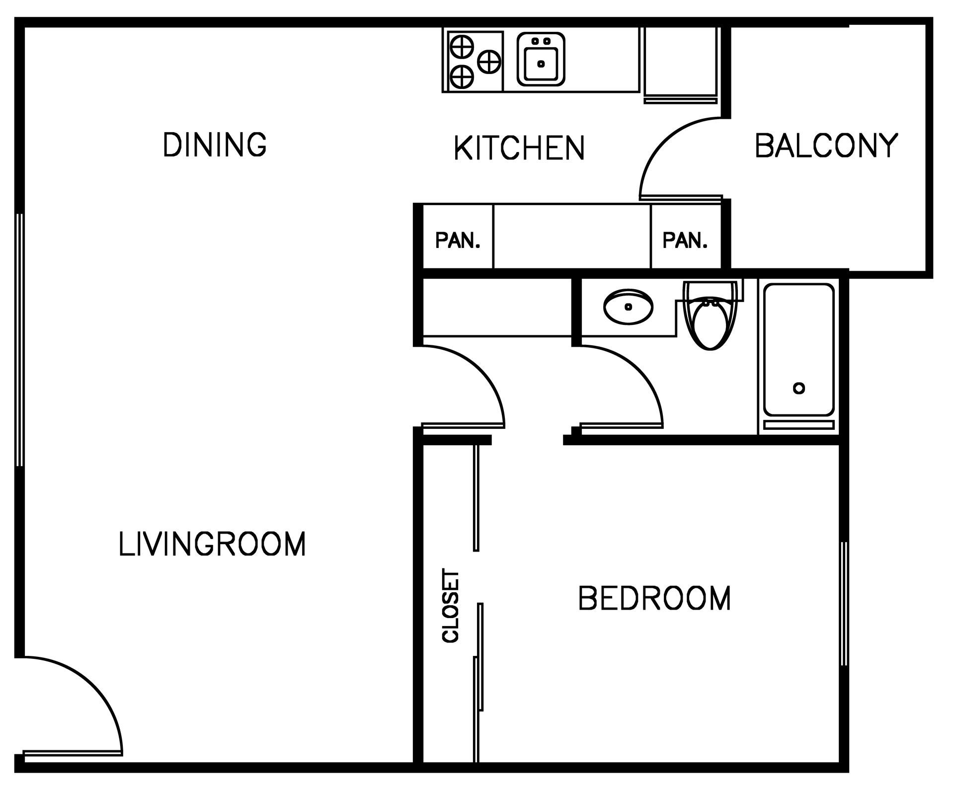 Cypress Senior Apartments 1 Bedroom 1 Bath 550 Sqft Floorplan